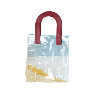 In stock pvc handbag plastic transparent packaging gift bag ins gift candy U-shaped gift bag wholesale