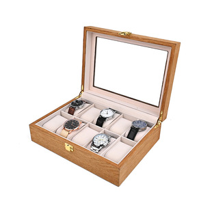 New spot wholesale retro wooden watch display box simple transparent wooden jewelry jewelry storage box