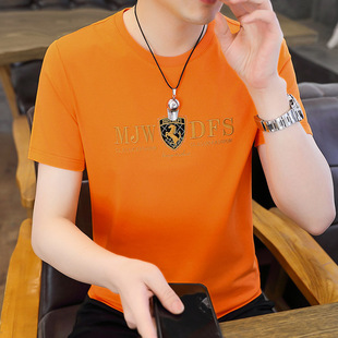 Men's high quality 2024 Summer new short sleeve men's round neck solid color versatile matching breathable comfortable