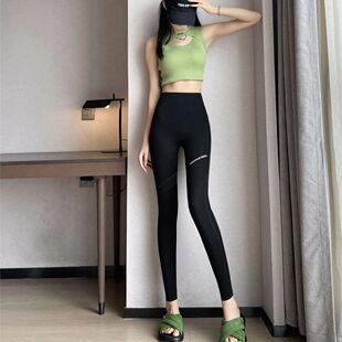 Autumn and winter New brushed double-pocket Barbie pants thickened slimming shark pants belly contracting hip lifting leggings yoga pants