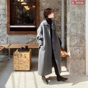 XG Autumn and Winter New Korean Loose Hepburn Style Lace-up Woolen Coat Women's Long Thick Woolen Coat