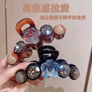 Elegant Elegant Blooming Bead Rhinestone Flower Clamp 2024 New All-match Women's Hair Accessories Exquisite Head Clip