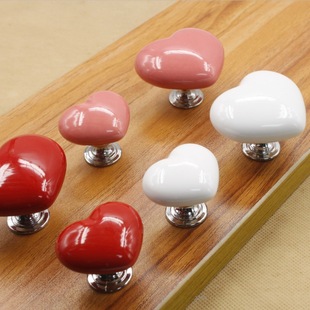 Colorful Heart-shaped Ceramic Handle Modern Simple Wardrobe Drawer Cabinet Door Chinese Style Single Hole Furniture Hardware Handle
