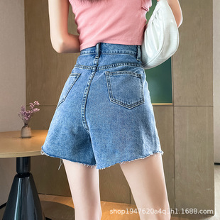 Internet Trendy Hot Pants Women's Denim Shorts Summer Korean Style 2023 New Arrival High Waist Slim Look Fur Edge All-Match A- Line Wide Leg Pants