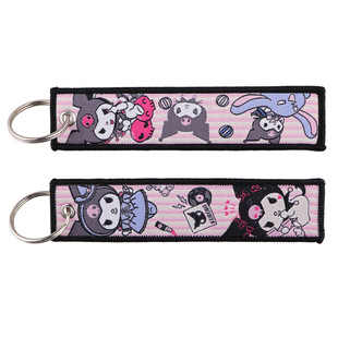 Cartoon KT cat coolomi cartoon melody woven keychain Yugui dog lanyard piece ornaments fabric keychain