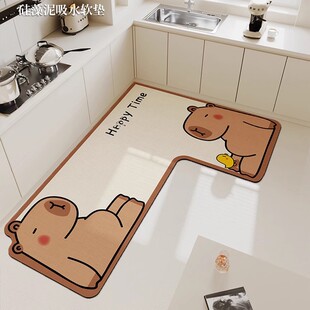 Diatom Mud Cute Kitchen Floor Mat Toilet Bathroom Water Absorbent Oil-proof Floor Mat Can Scrub Anti-slip Dirty Foot Resistance