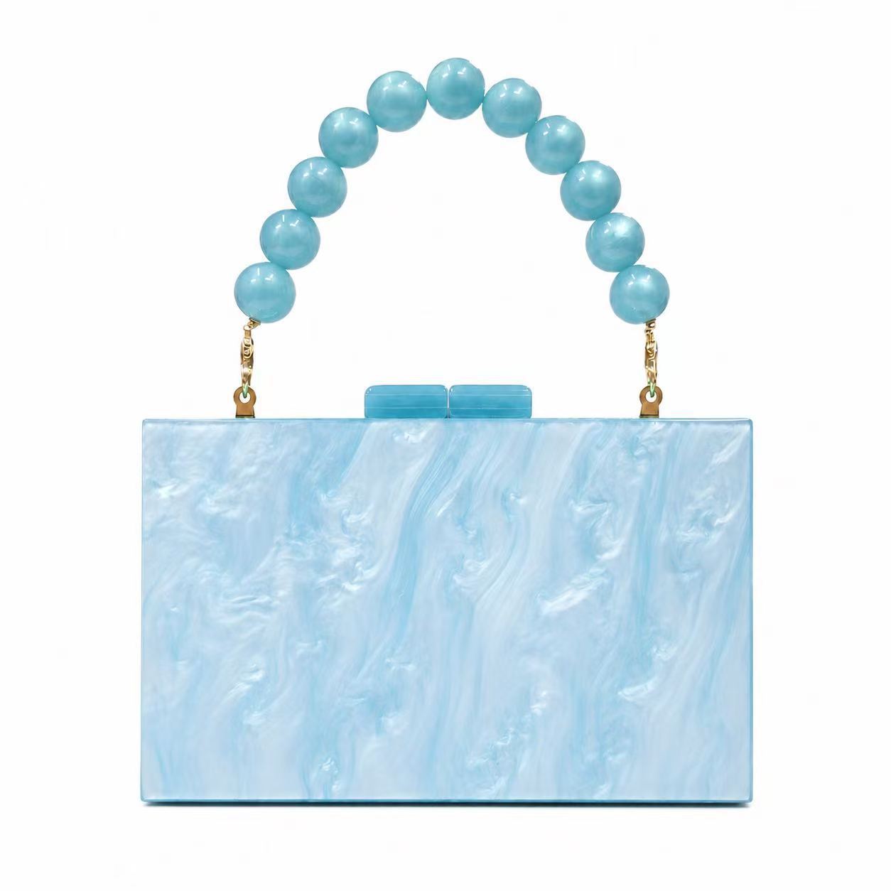 Stylish and elegant new women's pearlescent acrylic evening bag, beaded wristlet, wedding dress bag.