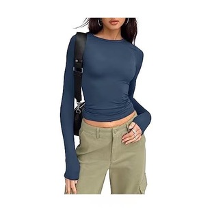 European and American Cross-Border Tops with Women's Short-Sleeved Pure Color T-Shirts Casual Bottoming Shirts Pure Desire Slim Round Neck Tops
