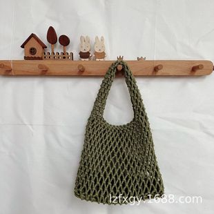 Трансграничная соломенная тканая сумка из хлопковой веревки, женская сумка, тканая сумка ручной работы, 2023 корейский стиль, новый ленивый стиль, рыболовная сетка, сумка Hugh