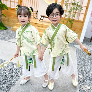 Hanfu Boy Summer China Wind 2025 Новый детский древний стиль высокого класса костюм с короткими рукавами супер сказочный костюм Тан