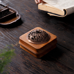 Walnut Incense Incense Mosquito Incense Plate Line Solid Wood Household Tea Ceremony for Buddha Sandalwood Incense Base Plate Creative Ornaments