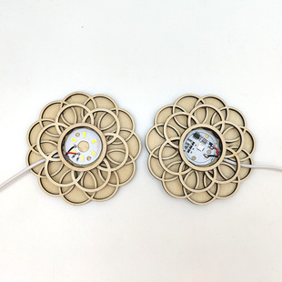 Solid Wood 3D Creative LED Night Light Romantic Flower of Life Crystal Ornament Base Warm Bedroom Light Headlight