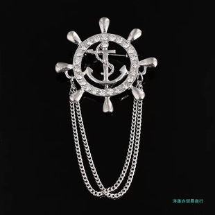 WWXM754 classic ship spear men's chain brooch, all-match suit accessories corsage badge cross-border for wholesale