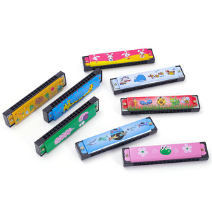 Iron toy harmonica double row children's musical instrument toy 16-hole cartoon harmonica cultivate baby's interest in music listening