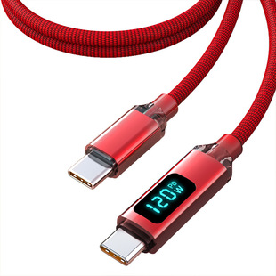 Crystal Yao цифровой дисплей двойной кабель данных Typec 120W быстрая зарядка подходит для Apple 15/16 Huawei Honor зарядный кабель через границу