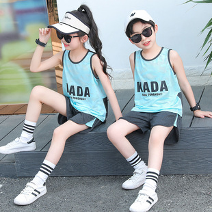 Summer Children's vest shorts casual suit children's letter mesh quick-drying basketball clothes sportswear wholesale