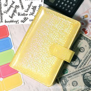 Creative Macaron a6pu Cash Budget Financial Planner Hand Book Leather Loose-leaf Bookkeeping Notebook Wholesale