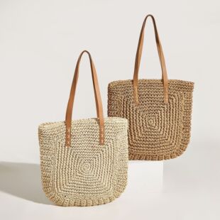 2023 New French Style Retro Large Capacity Bag Women's Fresh Summer Beach Bag Shoulder Bag Women's Bag Holiday Bag