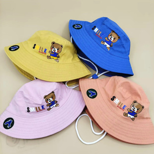 Spring baby hat cartoon printed fisherman hat boys and girls thin breathable big brim sun protection sun hat all-matching