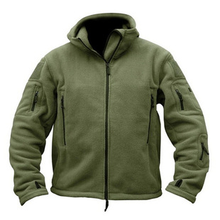Foreign trade new men's outdoor warm fleece jacket cold-proof jacket solid color hooded jacket one-piece delivery