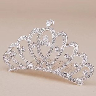 South Korea hair rhinestone big crown princess bride wedding festival performance headwear prong hair comb comb ornaments
