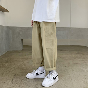 Japanese Style Overalls Men's Autumn Thin Fashionable Brand Loose Straight Ankle-length Pants Korean Style Fashionable Casual High Street Pants