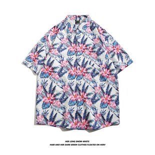 Летняя новая рубашка с короткими рукавами Японский бренд Hawaii Fashion Hawaiian Wild Hong Kong ветер свободная рубашка с пятью рукавами
