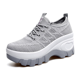2025 Spring Women's Breathable Deodorant Mesh Shoes Thick-soled Non-slip Sports Casual Shoes Wear-resistant Heightening Women's Shoes