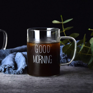 Чашка для молока для завтрака Good moring с ручкой, бытовая чашка для сока большой емкости, Термостойкое боросиликатное стекло