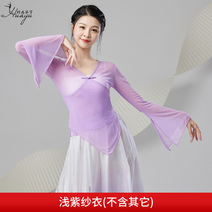 Chinese style classical dance body rhyme practice suit women's new elegant mesh top Chinese dance national performance costume