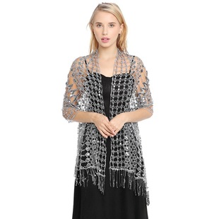 Factory wholesale European and American sequined tassel shawl evening dress cheongsam shawl bridal bridesmaid wedding party shawl