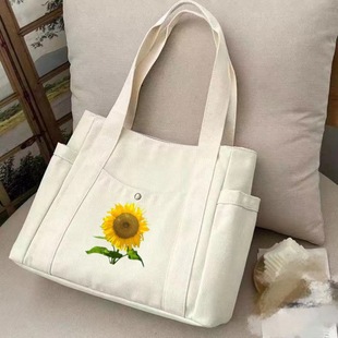 Customized Work Clothing with Various Patterns, Versatile Large-Capacity Canvas Bag, College Student Class Bag, Women's Shoulder Bag, Tote Bag