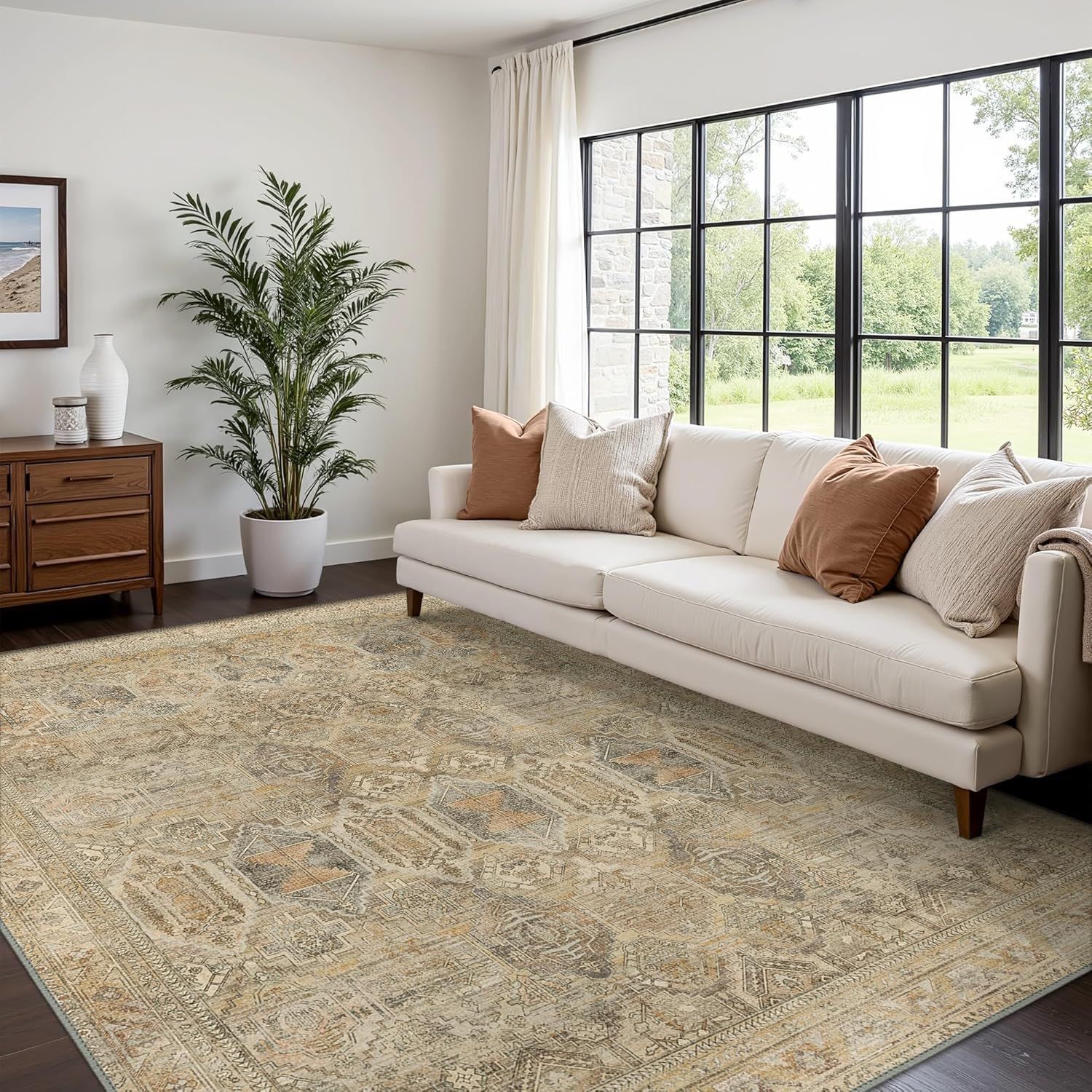 Cross-Border Amazon Temu New Hot-Selling Retro Moroccan Ethnic Style Stain-Resistant and Wear-Resistant Large Carpet Labeling and Delivery