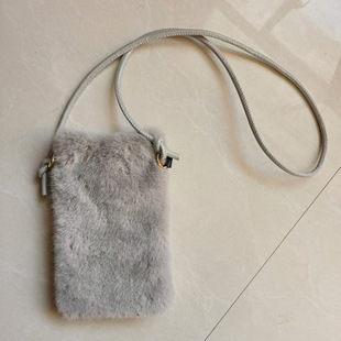 Autumn and Winter Plush Bag Mobile Phone Bag Mini Cute Coin Purse Comfortable Portable Crossbody Mao Mao Mobile Phone Bag for Women