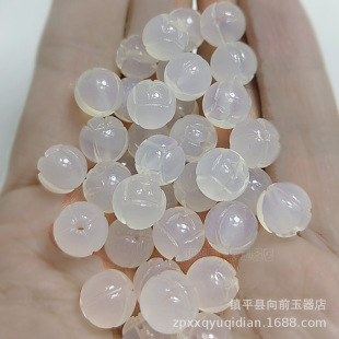 White ice chalcedony agate 10mm lotus beads loose beads wholesale diy jade accessories jade bracelet necklace accessories