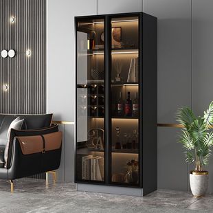 Light Luxury Wine Cabinet Wall Locker Modern Simple High-end Sideboard Household Integrated Side Cabinet Glass Door Display Cabinet