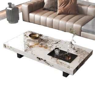 Italian Rectangular Coffee Table Rock Board Light Luxury Living Room Household Small Apartment Modern 2025 Simple New Style