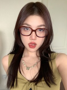 European and American Style Thick Frame Plain Style Fashion Retro Anti-Blue Light Flat Mirror Ultra Light Cyber Popular Women's Small Square Glasses Frame