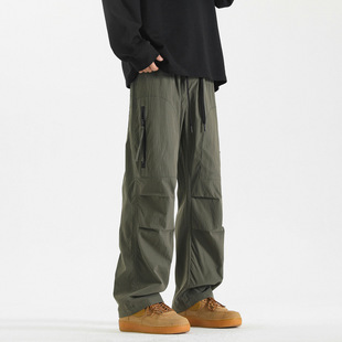 NASA Summer Casual Pants Trendy American Style High Street Overalls Men's Outdoor Waterproof Loose Casual Straight Pants