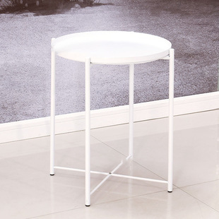 Household Iron Round Table Living Room Hospitality Small Coffee Table Simple Foldable Table Small Apartment Creative Balcony Side Table