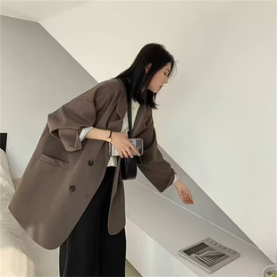 Lazy Style Suit Coat Women's 2025 Spring and Autumn New Street Internet Celebrity Simple Loose Brown Small Suit