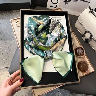 Star-like narrow scarf women's ribbon hair accessories tie bag small scarf printed hair band artificial silk long scarf wholesale