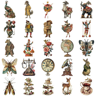 50 sheets/Victorian vintage ins style waterproof stickers laptop water cup desktop decorative stickers