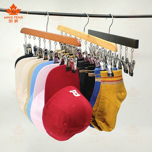 Cross-border solid wood ten-clip household socks skirt clip hat storage artifact multi-functional one-word clip hanger wholesale