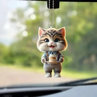 Трансграничный AliExpress новый акриловой плоский милый кот автомобиль зеркало заднего вида подвеска