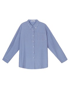 2025 Homemade Merah Blue Wear Plaid Shirt Jacket Women's 2024 Early Spring New Blue Shirt