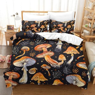 AliExpress ebay colorful mushroom 3D digital printing polyester quilt cover set of two or three pieces can be a generation of hair