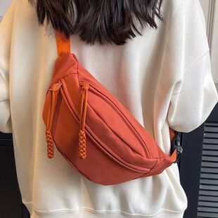 Ins Crossbody Retro Chest Bag Solid Color Small Bag All-Match Girl's Crossbody Bag for Students Women's Waist Bag for Women
