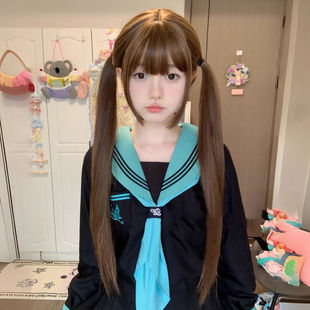 85 см парик женский jk Sweet Girl черный длинный прямой парик Лолиты с полной челкой парик на всю голову полный стиль волос
