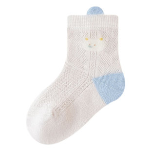 25 spring and summer mesh baby socks thin breathable cartoon bear baby thin cotton socks boneless children's antibacterial socks